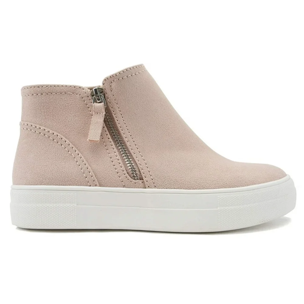 Women's Platform Ankle Boot Sneakers Blush Pink Side Zip Casual Size 8.5